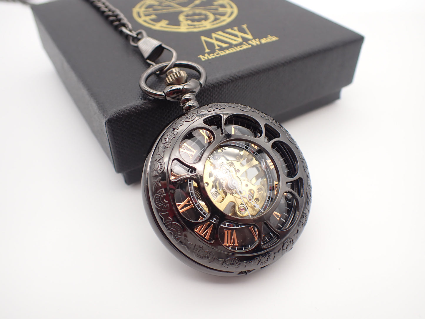 Silver Mechanical Pocket Watch Durable and Stylish for Wedding Groomsmen Match with Tie Set