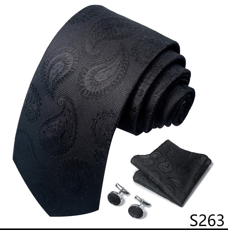 Black / Dark Paisley Pattern Necktie Set / Pocket Square Tie Bowtie Cufflinks Set / Wedding Tie / Tie Clips / Gift for him Mens Groomsmen