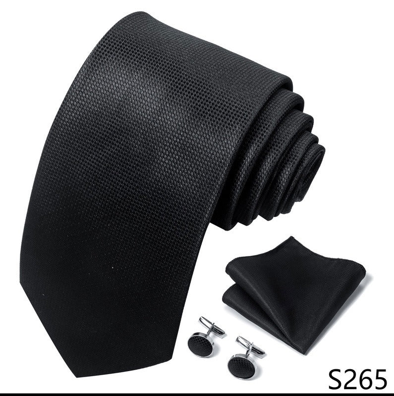 Black / Dark Square Necktie Set / Pocket Square Tie Bowtie Cufflinks Set / Wedding Tie / Tie Clips / Gift for him Mens Groomsmen Gift