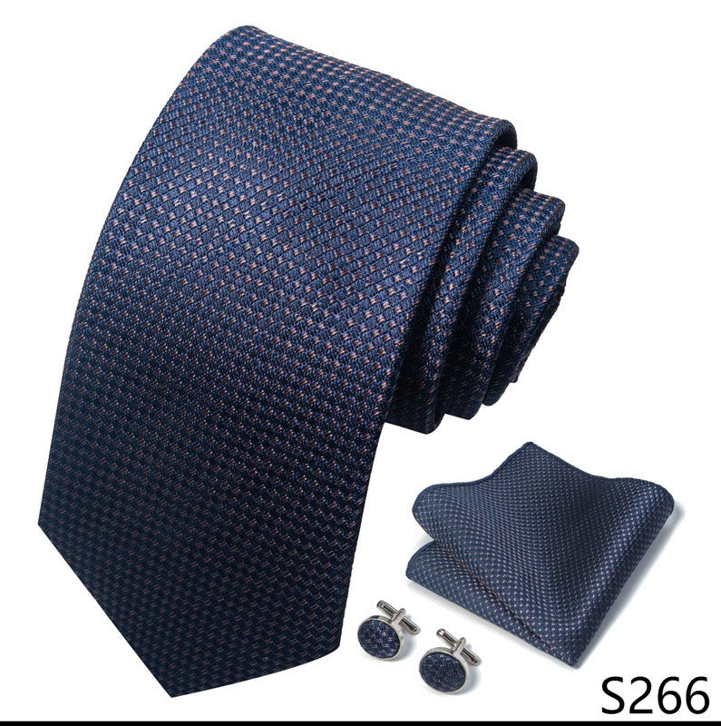 Navy Blue Pattern Necktie Set / Pocket Square Tie Bowtie Cufflinks Set / Wedding Tie / Tie Clips / Gift for him Mens Groomsmen Gift