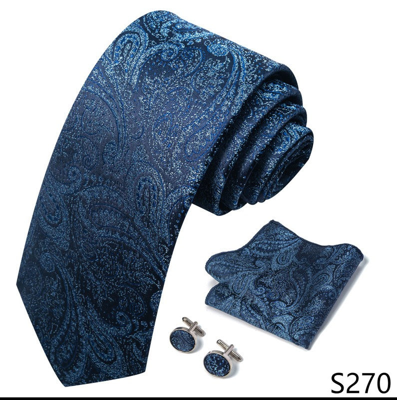 Navy Blue Paisley Pattern Necktie Set / Pocket Square Tie Bowtie Cufflinks Set / Wedding Tie / Tie Clips / Gift for him Mens Groomsmen Gift