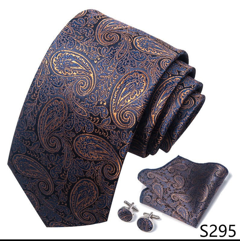 Navy Blue and Copper Gold Paisley Tie Set / Pocket Square Tie Bowtie Cufflinks Set / Wedding Tie / Tie Clips / Gift for him Mens Groomsmen