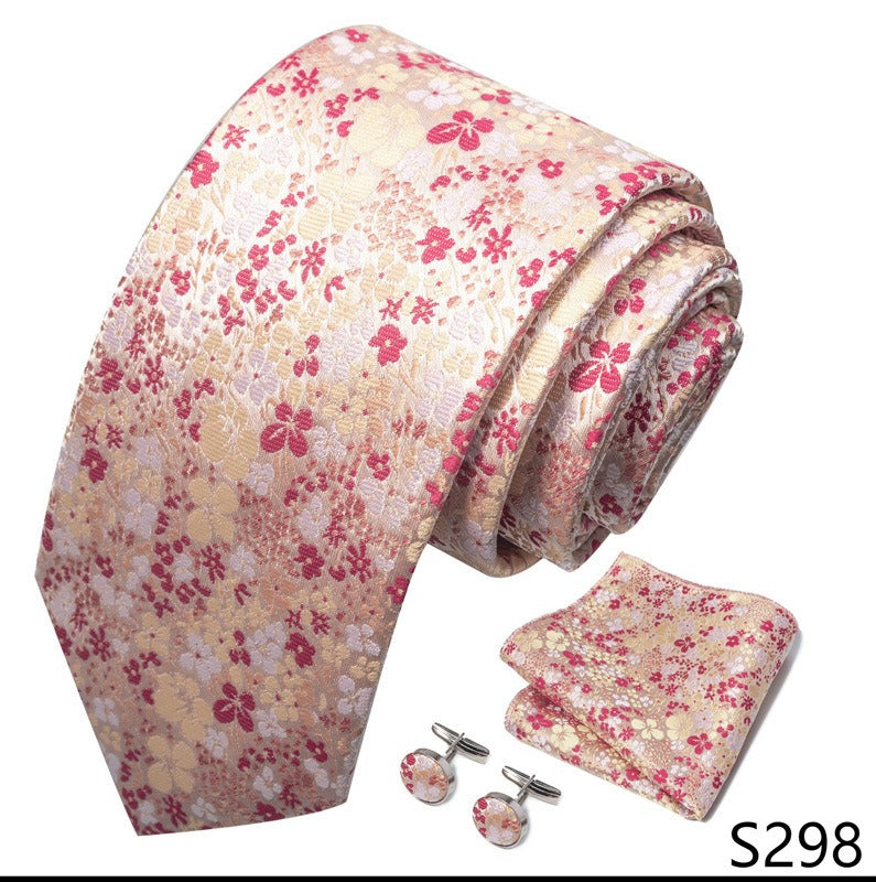 Pink Sakura Floral Paisley Tie Set / Pocket Square, Bowtie, Tie Clip, Cufflinks / Gift for Him / Wedding Groomsmen Gift / Men's Gift Box