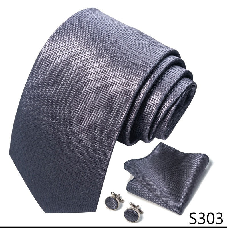 Dark Gray Pattern Necktie Set / Pocket Square Tie Bowtie Cufflinks Set / Wedding Tie / Tie Clips / Gift for him Mens Groomsmen Gift