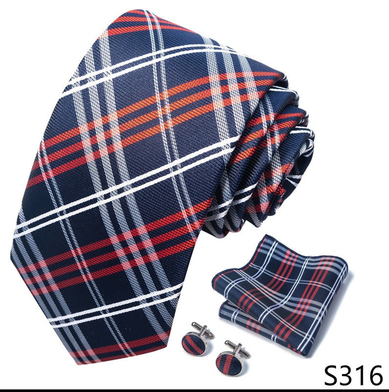 Scottish Plaid Pattern Necktie Set / Pocket Square Tie Bowtie Cufflinks Set / Wedding Tie / Tie Clips / Gift for him Mens Groomsmen Gift