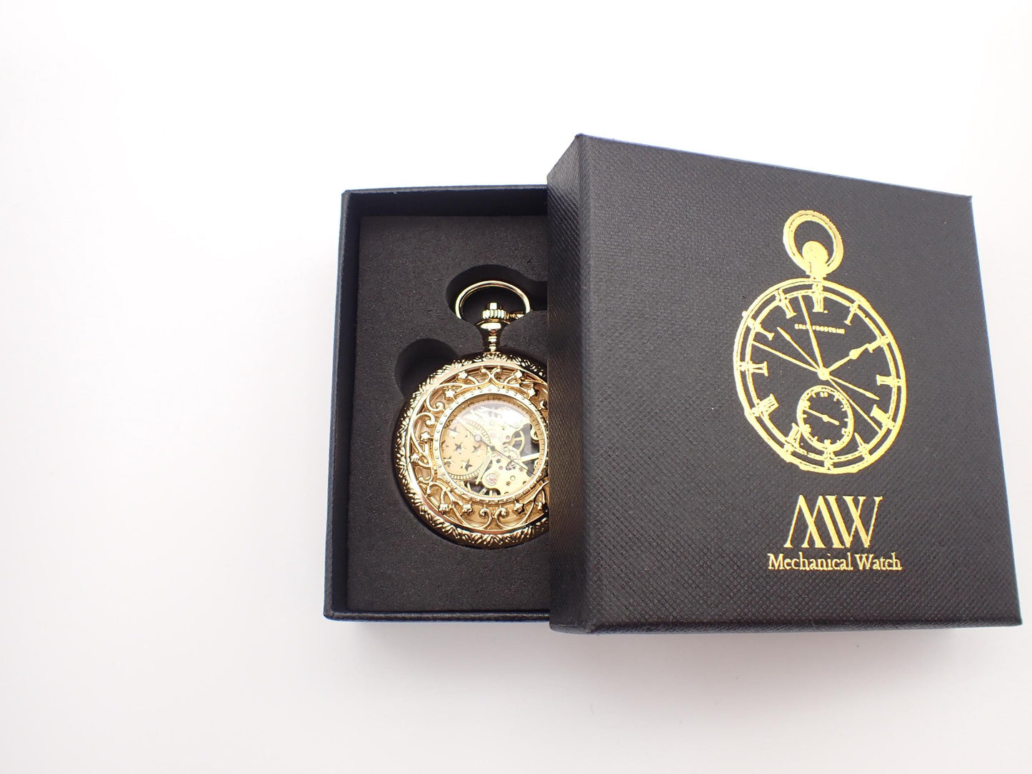 Mechanical Pocket Watch Gold Crown Style Durable and Stylish for Wedding Groomsmen Match with Tie Set