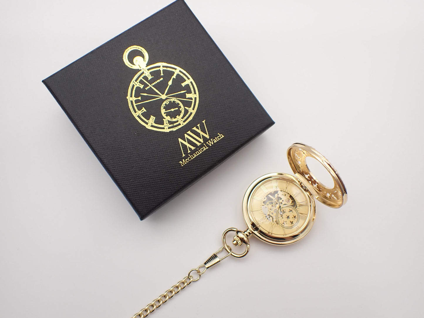 Mechanical Pocket Watch Gold Crown Style Durable and Stylish for Wedding Groomsmen Match with Tie Set