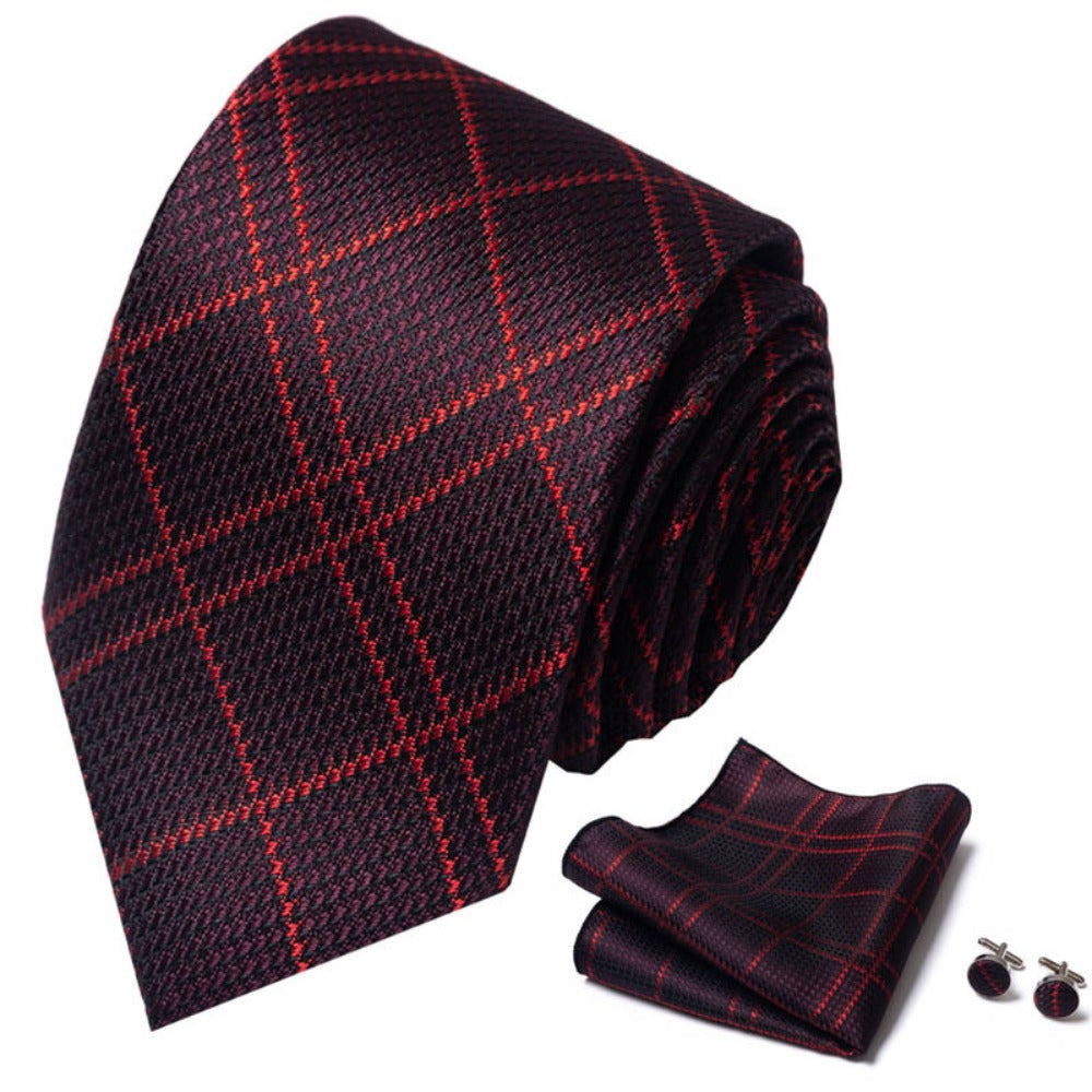 Scottish Tartan Pattern Tie Set / Pocket Square Tie Bowtie Cufflinks Set / Wedding Tie / Tie Clips / Gift for him Mens Groomsmen Gift