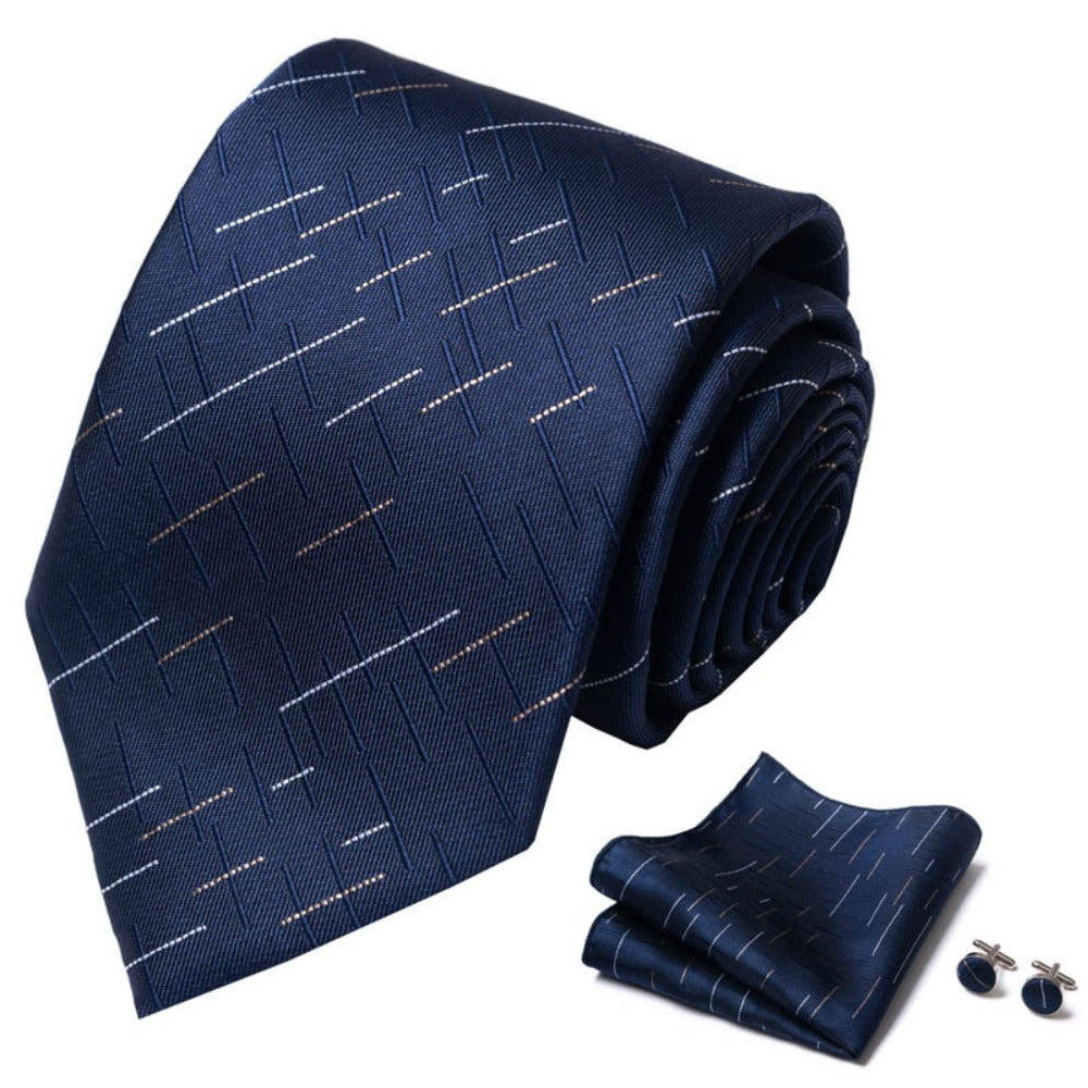 Meteor Pattern Blue Necktie Set / Pocket Square Tie Bowtie Cufflinks Set / Wedding Tie / Tie Clips / Gift for him Mens Groomsmen Gift