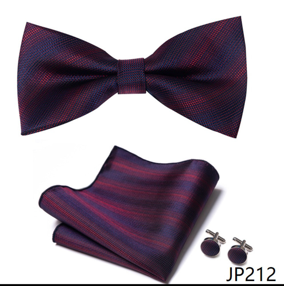 Red and Purple Pattern Necktie Set / Pocket Square Tie Bowtie Cufflinks Set / Wedding Tie / Tie Clips / Gift for him Mens Groomsmen Gift