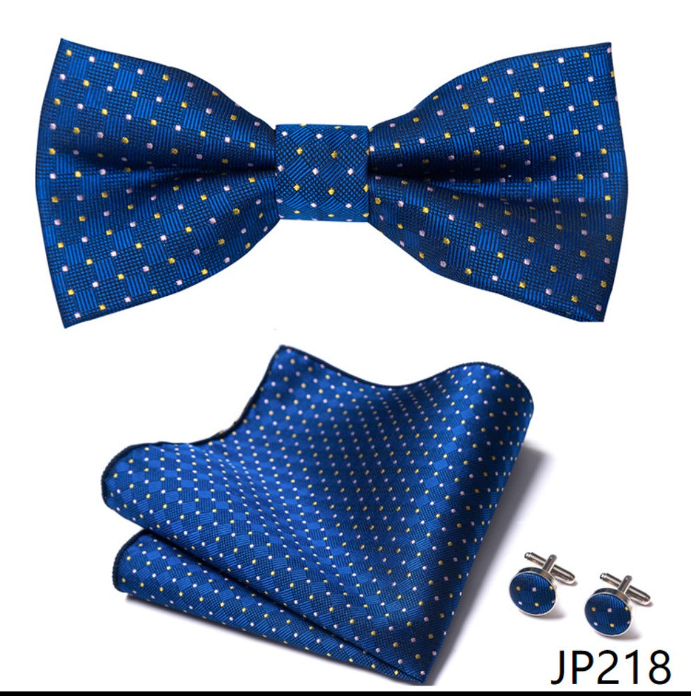 Royal Blue Dot Pattern Necktie Set / Pocket Square Tie Bowtie Cufflinks Set / Wedding Tie / Tie Clips / Gift for him Mens Groomsmen Gift