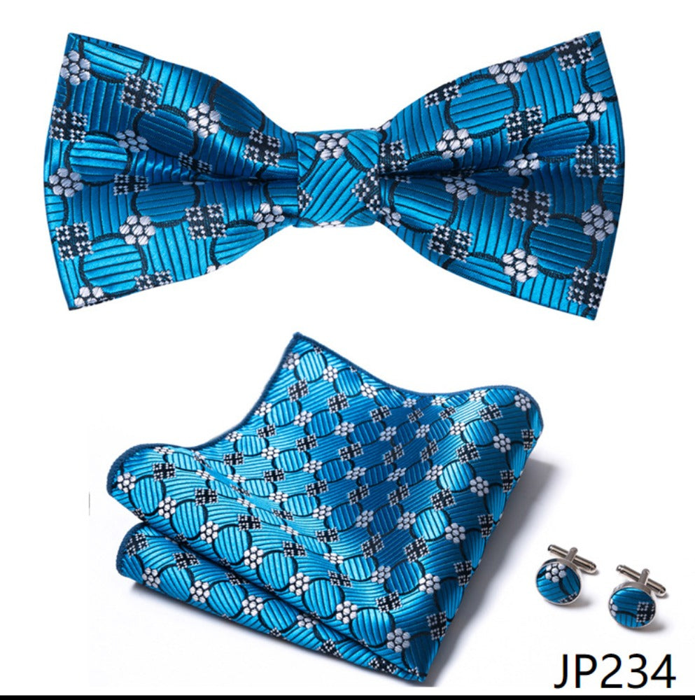 Luxury Blue Tie Set / Pocket Square Tie Bowtie Cufflinks Set / Wedding Tie / Tie Clips / Gift for him Mens Groomsmen Gift