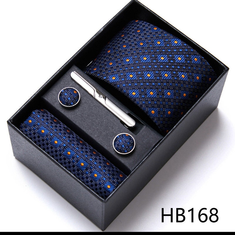 Blue Diamond Paisley Tie Set / Tie, Pocket Square, Bowtie, Tie Clip, Cufflinks / Gift for Him / Wedding Groomsmen Gift Set / Men's Present