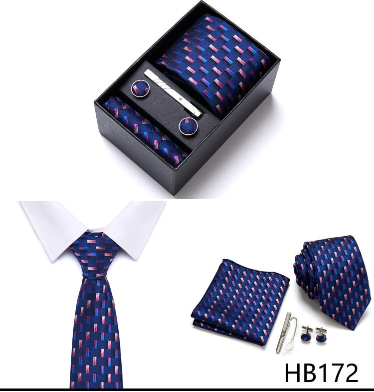 Outstanding Pattern Tie Set / Pocket Square, Bowtie, Tie Clip, Cufflinks / Gift for Him / Wedding Groomsmen Gift / Men's Present / Gift Box