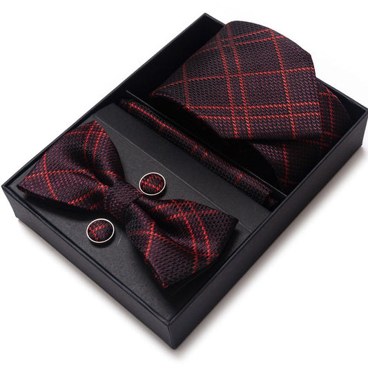 Scottish Tartan Pattern Tie Set / Pocket Square Tie Bowtie Cufflinks Set / Wedding Tie / Tie Clips / Gift for him Mens Groomsmen Gift