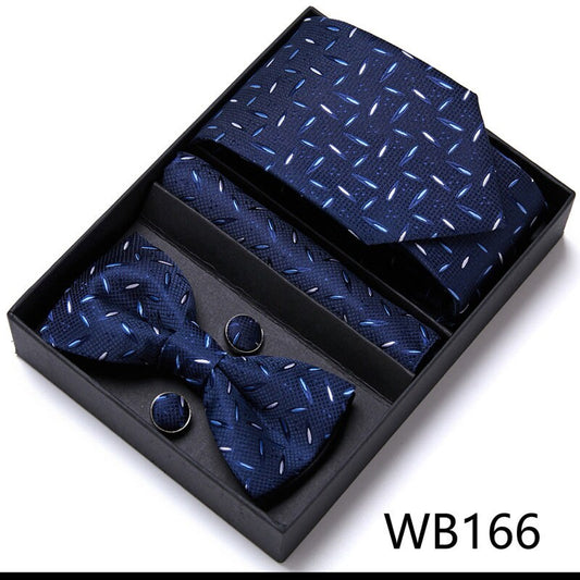 Navy Blue Paisley Tie Set / Tie, Bowtie, Pocket Square, Tie Clip, Cufflinks / Gift for Him / Wedding Groomsmen Gift Set / Men's Present