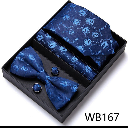 Blue Ghost Paisley Tie Set / Tie, Pocket Square, Bowtie, Tie Clip, Cufflinks / Gift for Him / Wedding Groomsmen Gift Set / Men's Present