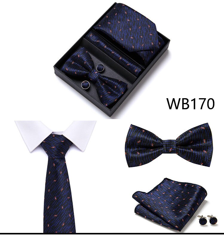 Black and Blue Scratch Tie Set / Pocket Square, Bowtie, Tie Clip, Cufflinks / Gift for Him / Wedding Groomsmen Gift / Men's Present