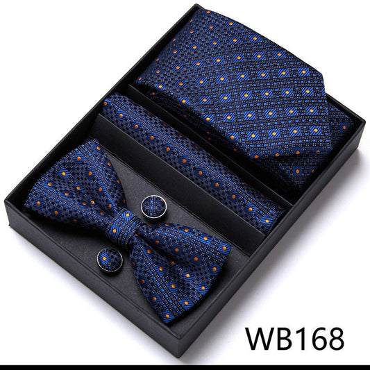 Blue Diamond Paisley Tie Set / Tie, Pocket Square, Bowtie, Tie Clip, Cufflinks / Gift for Him / Wedding Groomsmen Gift Set / Men's Present