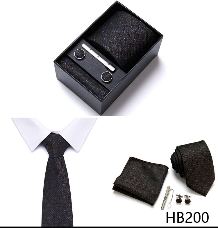 Dark Black Galaxy Pattern Tie Set / Pocket Square, Bowtie, Tie Clip, Cufflinks / Gift for Him / Wedding Groomsmen Gift / Men Gift Box