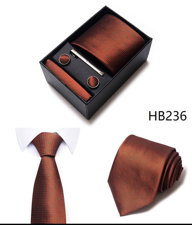 Coffee Brown Tie Set / Pocket Square Tie Bowtie Cufflinks Set / Wedding Tie /Tie Clips/ Gift for him / Mens anniversary Groomsmen Gift