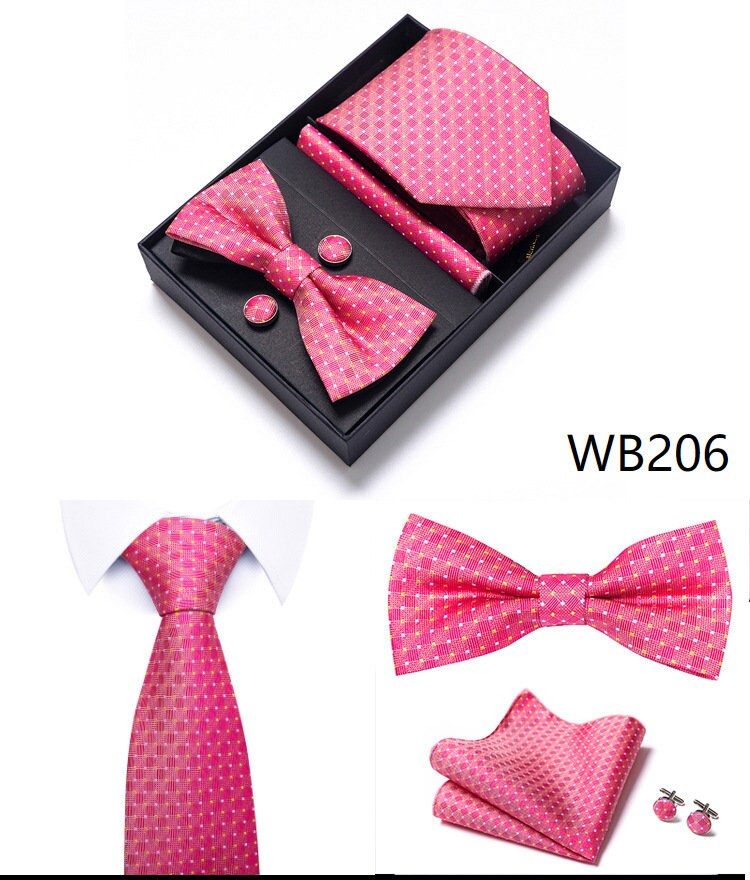 Pink Stripe Men in PInk Necktie Set / Pocket Square Tie Bowtie Cufflinks Set / Wedding Tie / Tie Clips / Gift for him Mens Groomsmen Gift