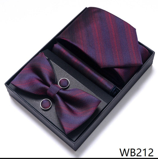 Red and Purple Pattern Necktie Set / Pocket Square Tie Bowtie Cufflinks Set / Wedding Tie / Tie Clips / Gift for him Mens Groomsmen Gift