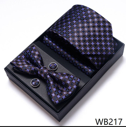 Purple Sqaure Pattern Necktie Set / Pocket Square Tie Bowtie Cufflinks Set / Wedding Tie / Tie Clips / Gift for him Mens Groomsmen Gift