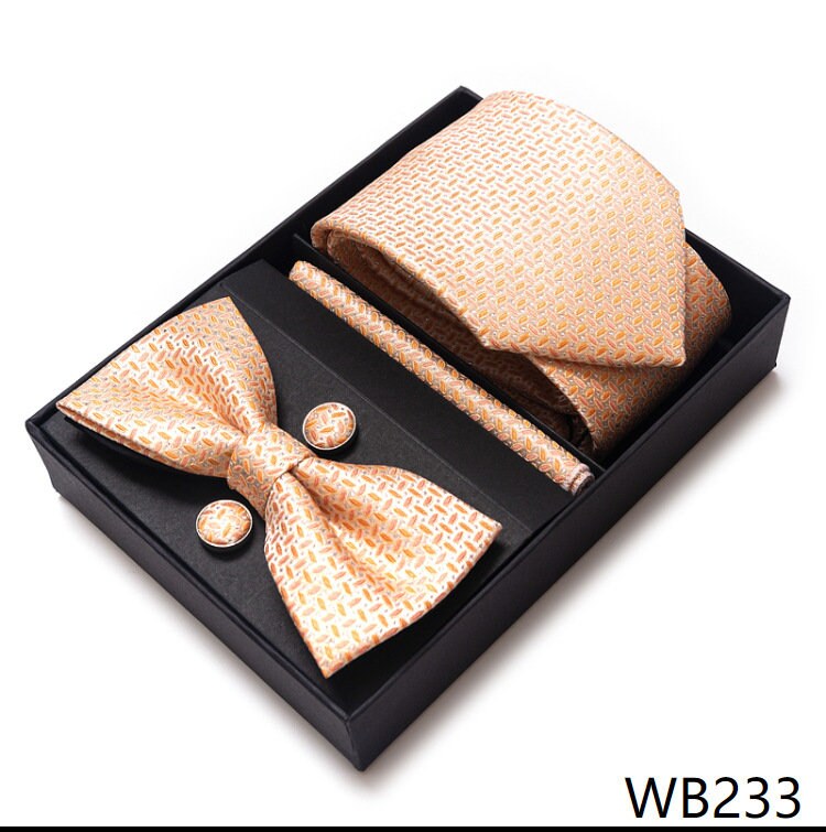 Rose Gold Tie Set / Pocket Square Tie Bowtie Cufflinks Set / Wedding Tie / Tie Clips / Gift for him Mens Groomsmen Gift