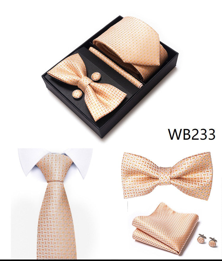 Rose Gold Tie Set / Pocket Square Tie Bowtie Cufflinks Set / Wedding Tie / Tie Clips / Gift for him Mens Groomsmen Gift